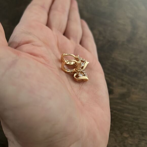 New 18K Gold Plated Hollow Heart Drop Clear Zirconua Party Earrings Lover's Gift - Picture 4 of 10